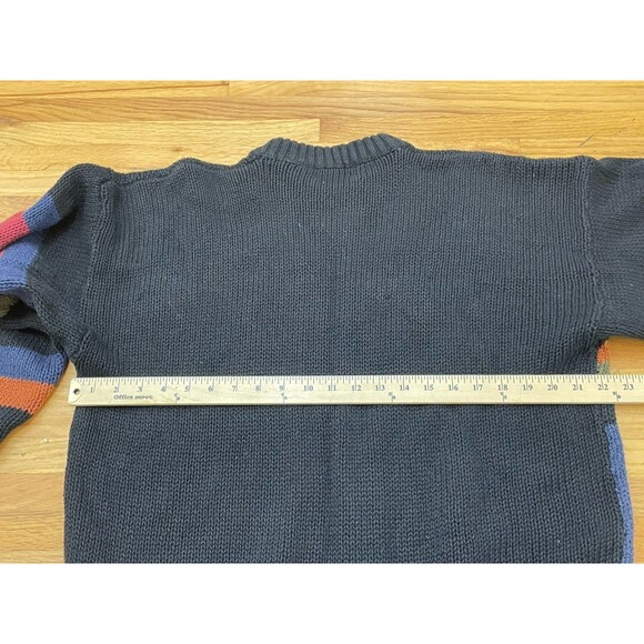 Duplex Men's L Black Sweater Ramie Pullover Cable-Knit Cosby 80s Y2K Vintage Dad - Picture 4 of 9